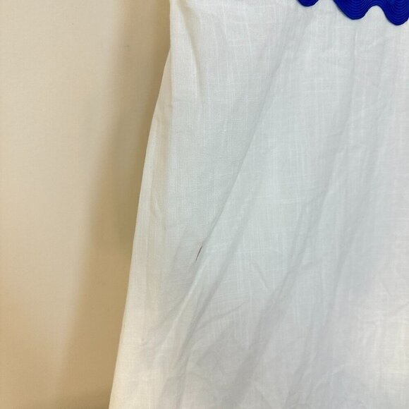 PETAL & PUP Nancy Rickrack Maxi Dress in White/Blue Size Medium - Picture 8 of 13